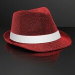 Custom Printed Fedora Hat with Black or White Bands - Red With White