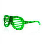 Custom Printed Green Light-Up LED Slotted Glasses -  