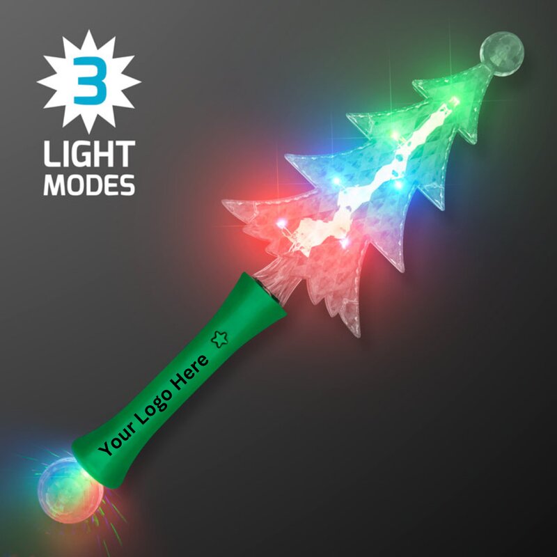 Main Product Image for Custom Printed Light Up Christmas Tree Crystal Wand