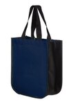 Custom Printed Matte Laminated Tote Bag 12" x 15" - Navy Blue-black
