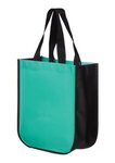 Custom Printed Matte Laminated Tote Bag 12" x 15" - Teal-black
