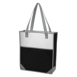 Custom Printed Plaza Non-Woven Tote Bag - Black And White With  Gray