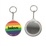 Custom Printed Rainbow Mirror Keychain -  