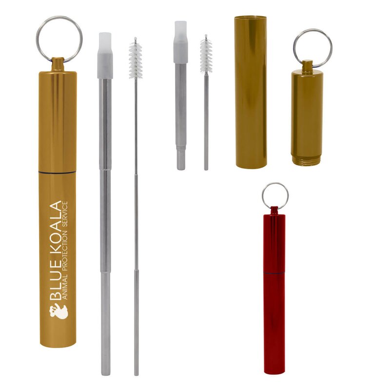 Main Product Image for Custom Printed Telescopic Stainless Steel Straw Kit