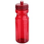 Cycler 24oz PET Eco-Polyclear(TM) Bottle with Push-Pull Lid - Clear Red