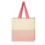 Dash Jute Tote Bag - Poppy With Natural