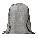 Denim Pattern Non-Woven Drawstring Backpack - Black