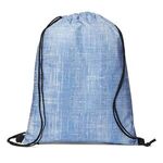 Denim Pattern Non-Woven Drawstring Backpack - Blue