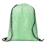 Denim Pattern Non-Woven Drawstring Backpack - Green