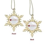 Die Cast Gold Snowflake Holiday Ornament Double Sided -  