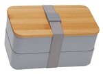 Double Decker Lunch Box with Bamboo Lid & Utensils - Medium Gray/bamboo