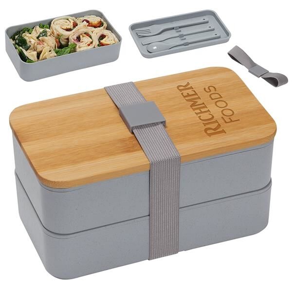 Main Product Image for Double Decker Lunch Box with Bamboo Lid & Utensils