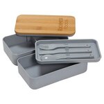 Double Decker Lunch Box with Bamboo Lid & Utensils -  