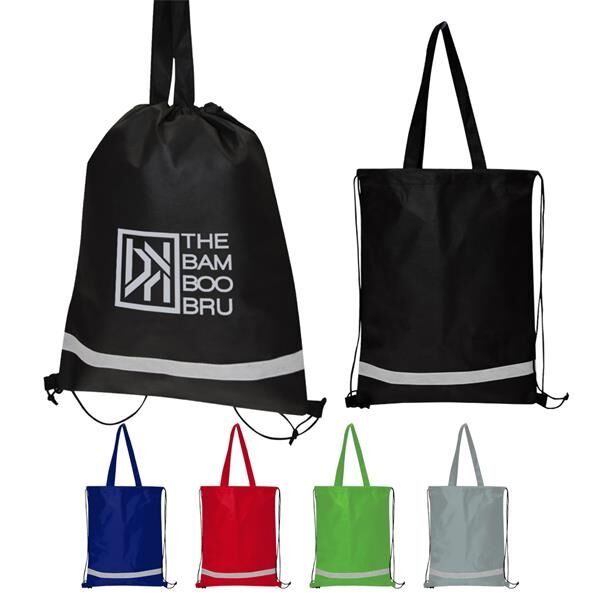 Main Product Image for Printed Double Feature Non-Woven Drawstring Tote Bag