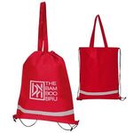 Double Feature Non-Woven Drawstring Tote Bag -  