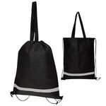 Double Feature Non-Woven Drawstring Tote Bag -  