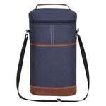 Double Wine Kooler Bag - Navy With Brown