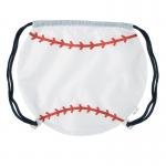 Drawstring Backpack - Baseball - White