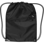 Drawstring Backpack With Zipper - Black