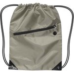 Drawstring Backpack With Zipper - Gray