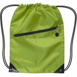 Drawstring Backpack With Zipper - Lime