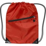 Drawstring Backpack With Zipper - Red