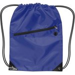 Drawstring Backpack With Zipper - Royal Blue