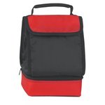 Dual Compartment Lunch Bag - Red With Black