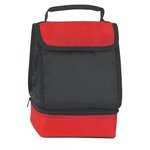 Dual Compartment Lunch Bag - Red With Black