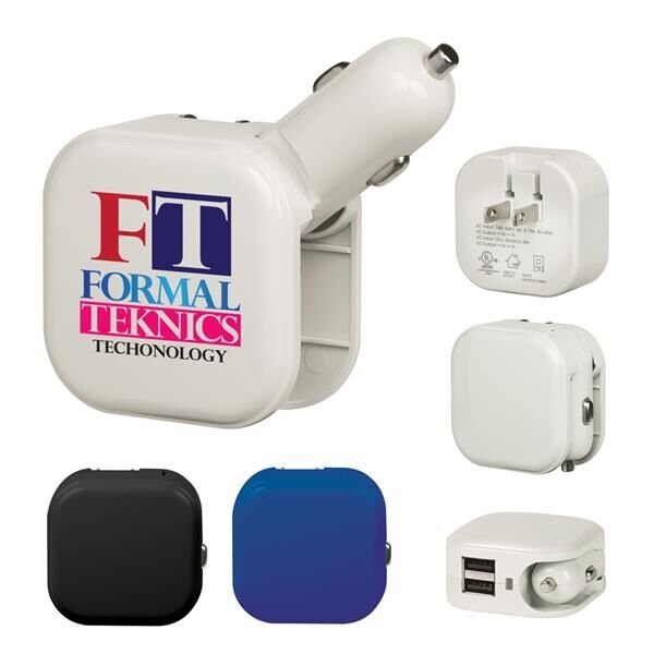 Main Product Image for Dual Port Ul Listed Ac/Usb Car Charger With Custom Box