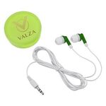 Earbuds In Round Plastic Case - Lime