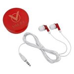 Earbuds In Round Plastic Case -  