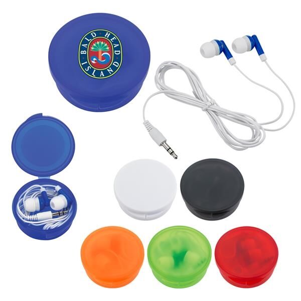 Main Product Image for Earbuds In Round Plastic Case
