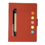 Eco Stowaway Sticky Jotter With Pen - Red