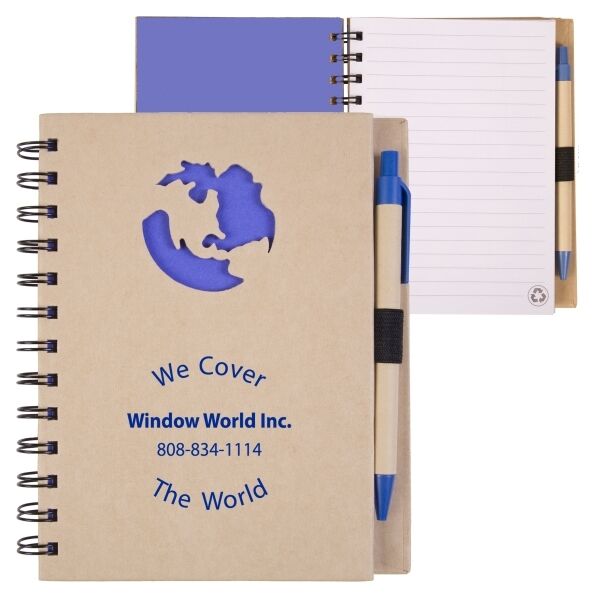 Main Product Image for Promotional ECOSHAPES RECYCLED DIE CUT NOTEBOOK: GLOBE