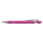 Ellipse Softy Brights w/Stylus - Laser Engraved - Metal Pen - Pink-silver
