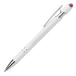 Ellipse Softy White Barrel Metal Pen w/ Stylus - ColorJet - Pink
