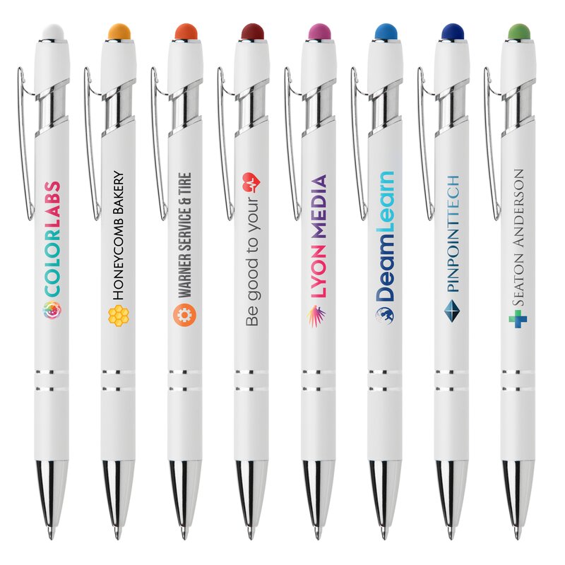 Main Product Image for Ellipse Softy White Barrel Metal Pen with Stylus - ColorJet
