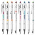 Ellipse Softy White Barrel Metal Pen w/ Stylus - ColorJet -  