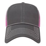 Embroidered Gradient Screen Print Mesh Cap - Charcoal-pink-white
