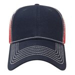 Embroidered Gradient Screen Print Mesh Cap - Navy-red-white