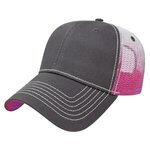 Embroidered Gradient Screen Print Mesh Cap -  