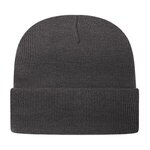 Embroidered In Stock Knit Cap With Cuff - Iron Gray