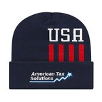 Embroidered In Stock Patriotic Knit Cap With Cuff -  