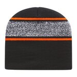 Embroidered In Stock Variegated Striped Beanie - Neon Blaze/Black