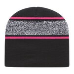 Embroidered In Stock Variegated Striped Beanie - Neon Pink/Black