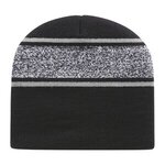 Embroidered In Stock Variegated Striped Beanie - Silver/Black