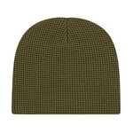 Embroidered Waffle Knit Beanie - Olive