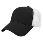 Embroidered X-Tra Value Five Panel Mesh Back Cap - Black-white