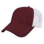 Embroidered X-Tra Value Five Panel Mesh Back Cap - Maroon-white